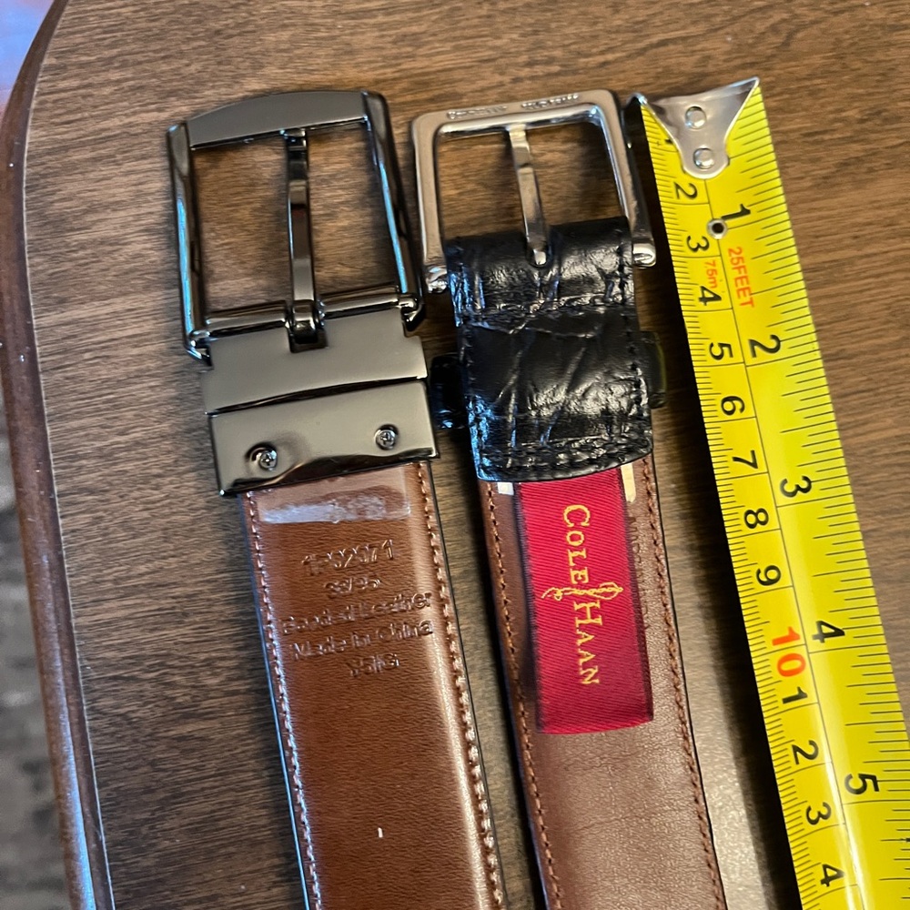 Set of 2 men’s leather belts in 45-46” size - Picture 3 of 4